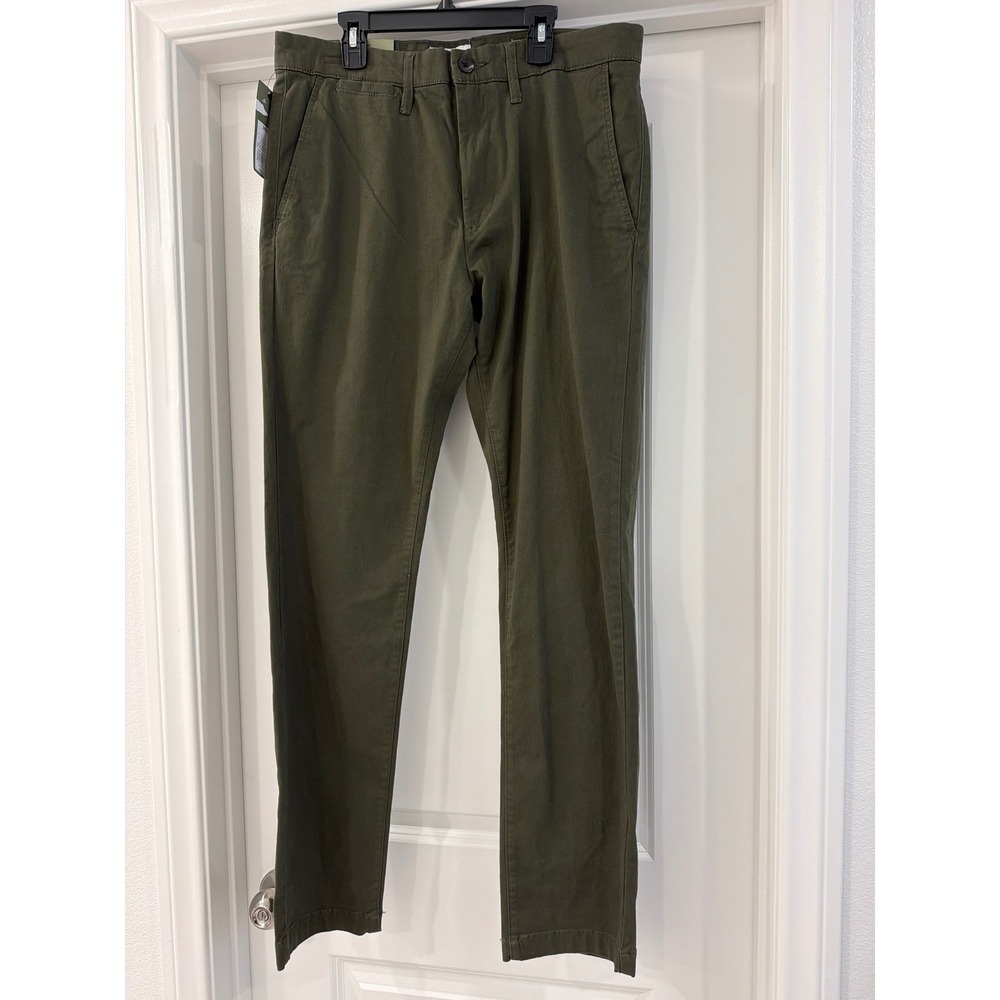 Goodfellow & Co Mens Slim Chino Pants 34x32 Olive Green Every Wear Stretch New